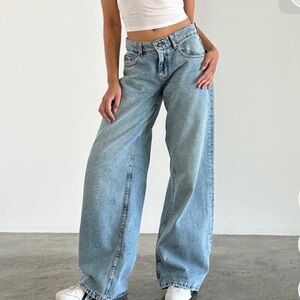 Motel Rocks Light Blue Wide Leg Jeans